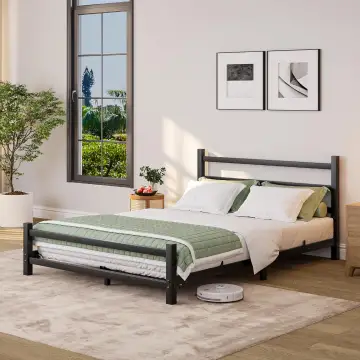 HOMERECOMMEND Metal Bed Frame 120x200 cm with Slatted Frame and Headboard, 16 cm Clearance