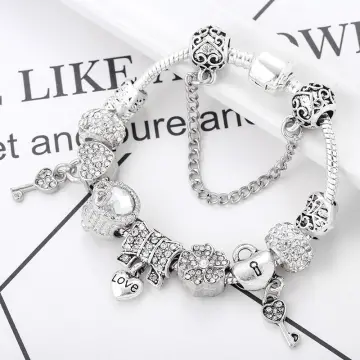 Heart Lock Key Letter Pendant Women's Bracelet