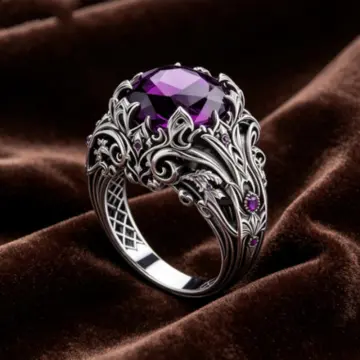 Vintage Inlaid Purple Sapphire Ring For Women