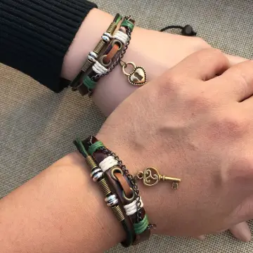 Couple Bracelet, A Pair Of Male And Female Students, Retro Leather Woven Ethnic Leather